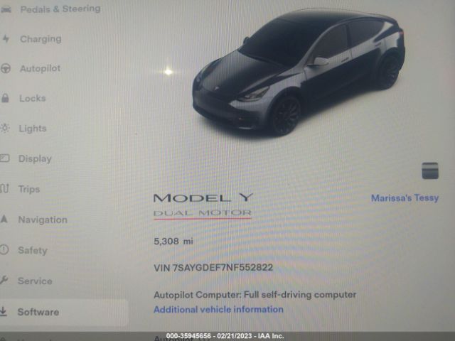 7SAYGDEF7NF552822 Tesla Model Y