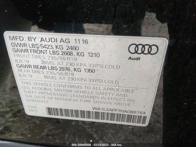 WA1L2AFP7HA086764 Audi Q5 Premium Plus