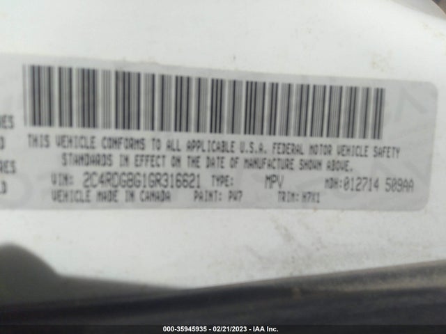 Dodge Grand Caravan American Value Pkg 2016 2C4RDGBG1GR316621 Image 9