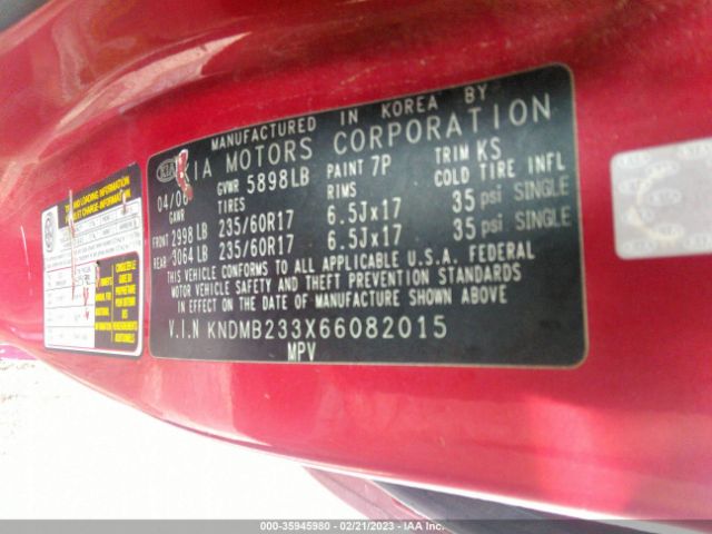 KNDMB233X66082015 KIA Sedona Lx/ex