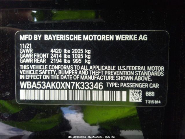 WBA53AK0XN7K33346 BMW 2 Series 228i