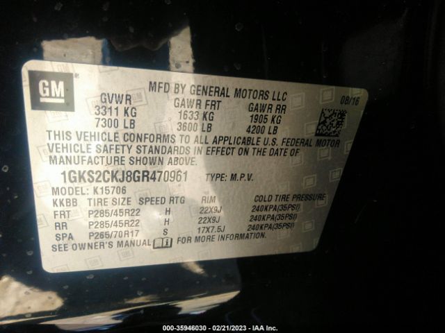 1GKS2CKJ8GR470961 GMC YUKON DENALI