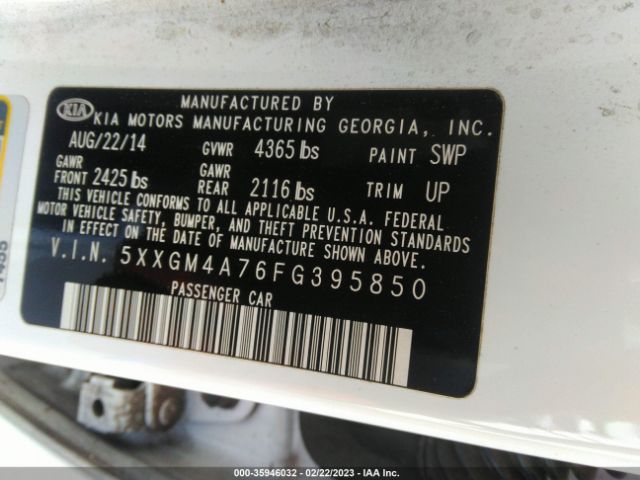 5XXGM4A76FG395850 KIA Optima Lx