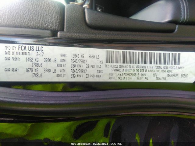 1C4RJEAG0HC804810 Jeep Grand Cherokee Laredo