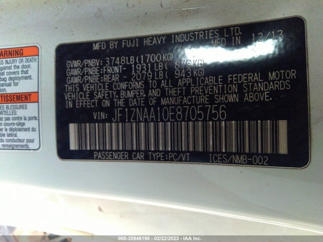 2014 Scion FR-S, VIN: JF1ZNAA10E8705756