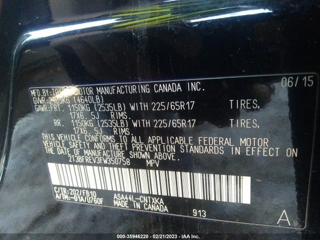 Toyota RAV4 LE 2015 2T3BFREV3FW350758 Image 10