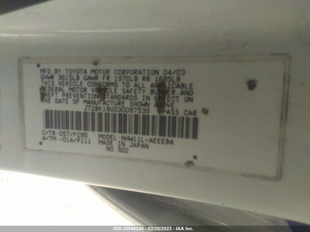 Toyota Prius 2003 JT2BK18U030087539 Image 10