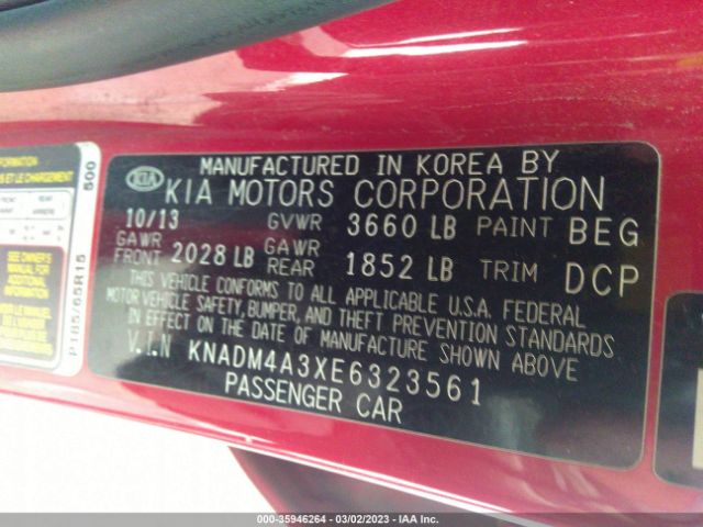 KNADM4A3XE6323561 KIA RIO LX