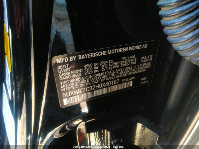 BMW X3 Sdrive28i 2017 5UXWZ7C32H0X40187 Image 9