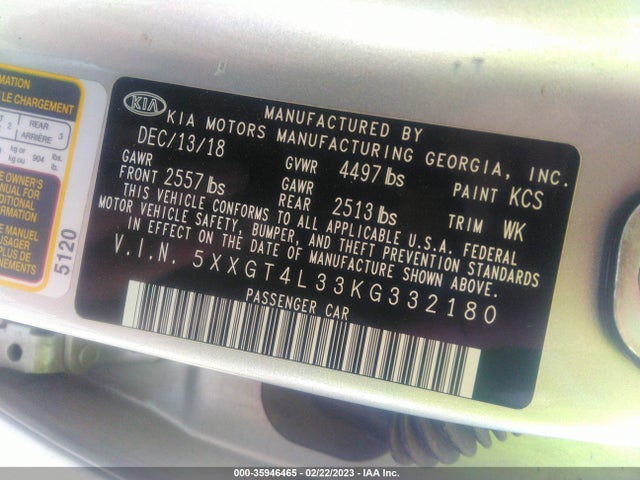 KIA Optima Lx 2019 5XXGT4L33KG332180 Image 9