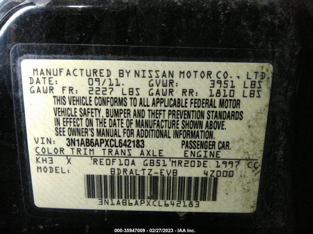 2012 NISSAN SENTRA 2.0 SR VIN: 3N1AB6APXCL642183