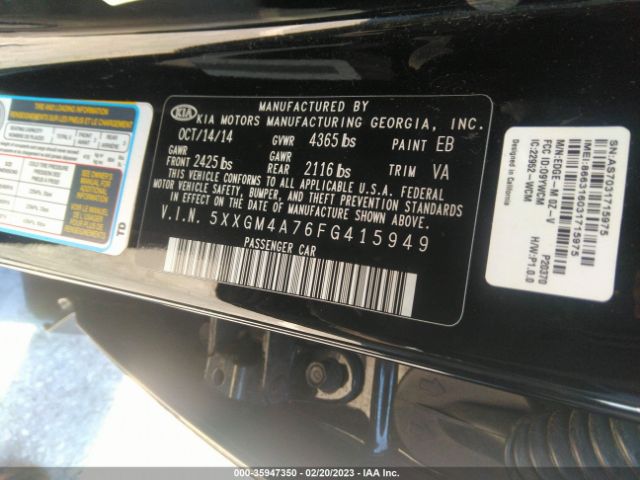 5XXGM4A76FG415949 KIA Optima Lx