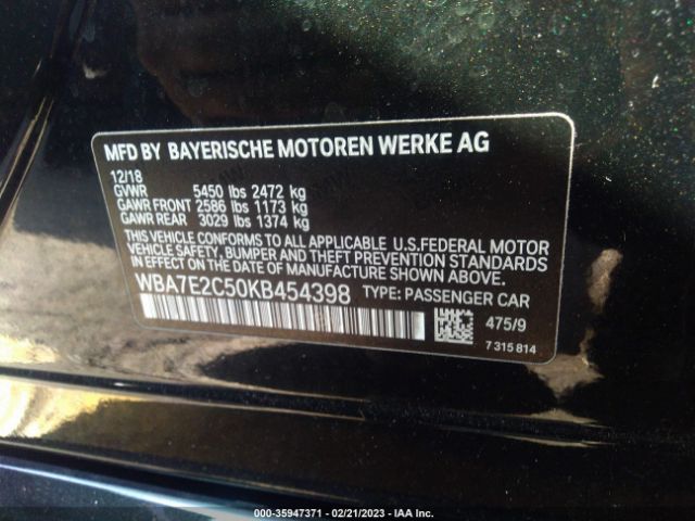WBA7E2C50KB454398 BMW 7 Series 740i