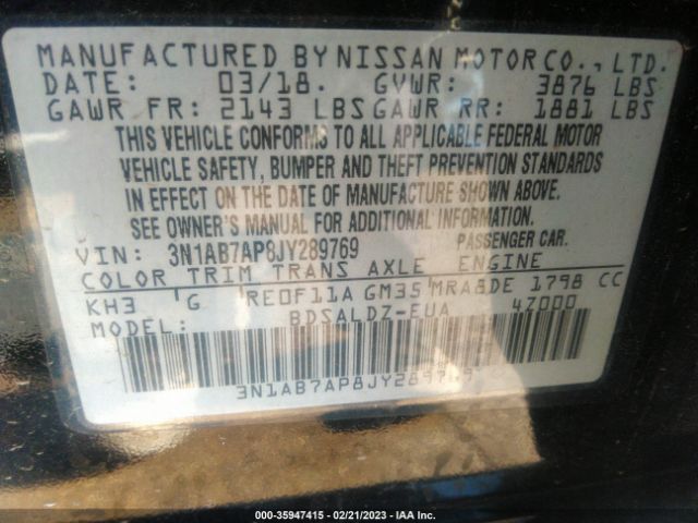 3N1AB7AP8JY289769 Nissan SENTRA SV