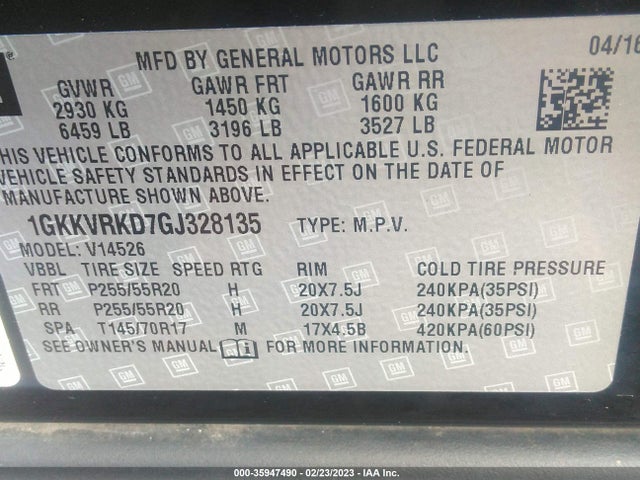 GMC ACADIA SLT 2016 1GKKVRKD7GJ328135 Image 9