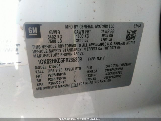 1GKS2HKC6FR235309 GMC Yukon Xl Slt