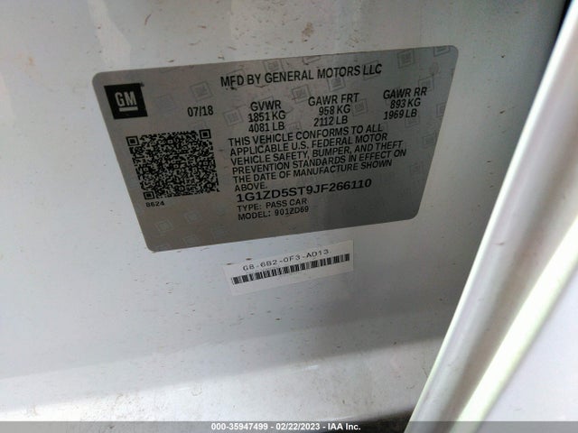 Chevrolet MALIBU LT 2018 1G1ZD5ST9JF266110 Image 9