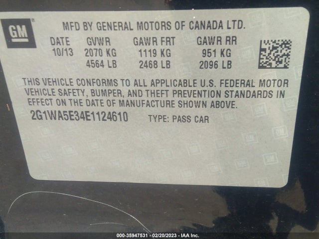 2014 CHEVROLET IMPALA LIMITED LS VIN: 2G1WA5E34E1124610
