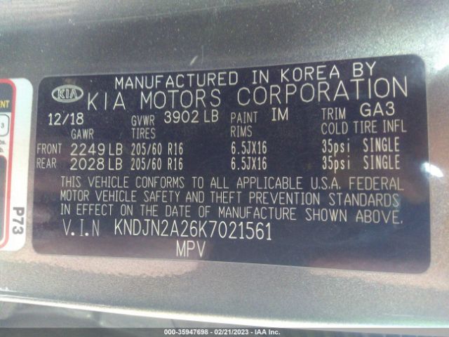 KNDJN2A26K7021561 KIA Soul Base