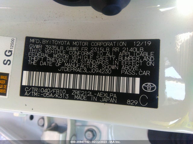 Toyota COROLLA LE 2020 JTDEPRAE3LJ094230 Image 9