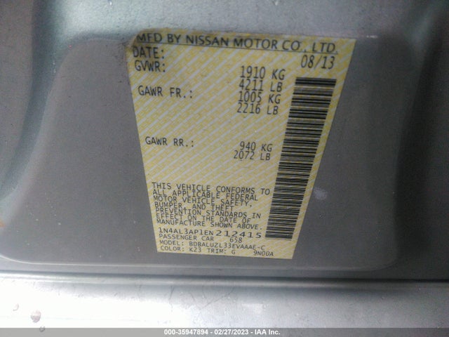 Nissan Altima 2.5 Sv 2014 1N4AL3AP1EN212415 Image 9