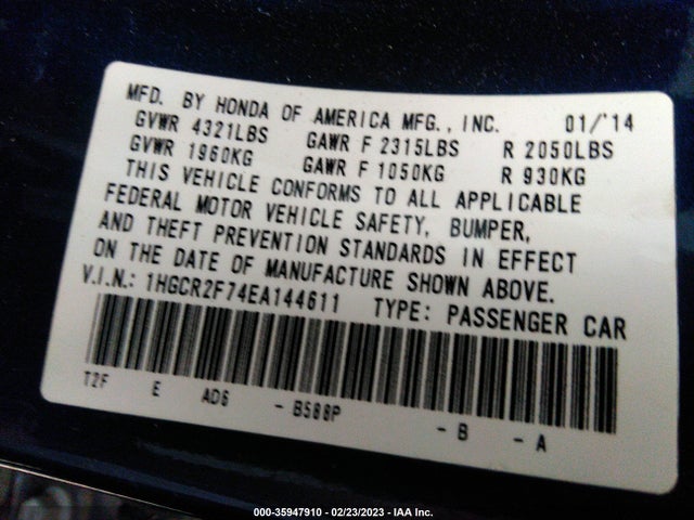 Honda Accord Sedan Ex 2014 1HGCR2F74EA144611 Image 11