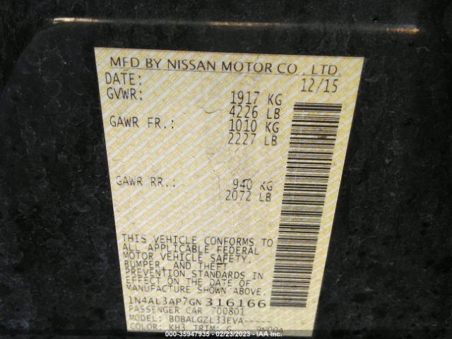 1N4AL3AP7GN316166 Nissan ALTIMA 2.5