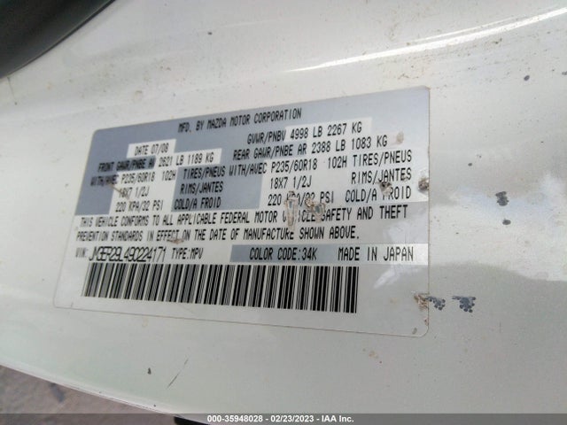 2009 MAZDA CX-7 GRAND TOURING VIN: JM3ER29L490224171