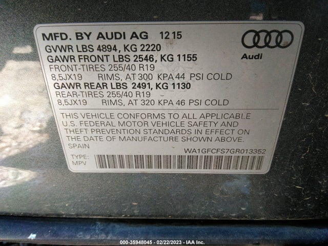 WA1GFCFS7GR013352 Audi Q3 Prestige