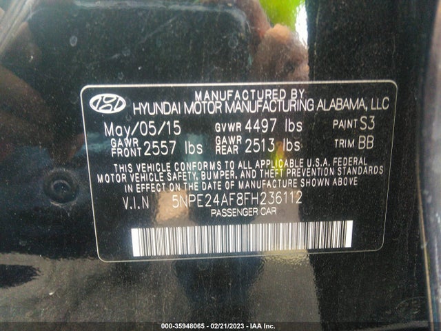 Hyundai Sonata 2.4l Se 2015 5NPE24AF8FH236112 Image 10