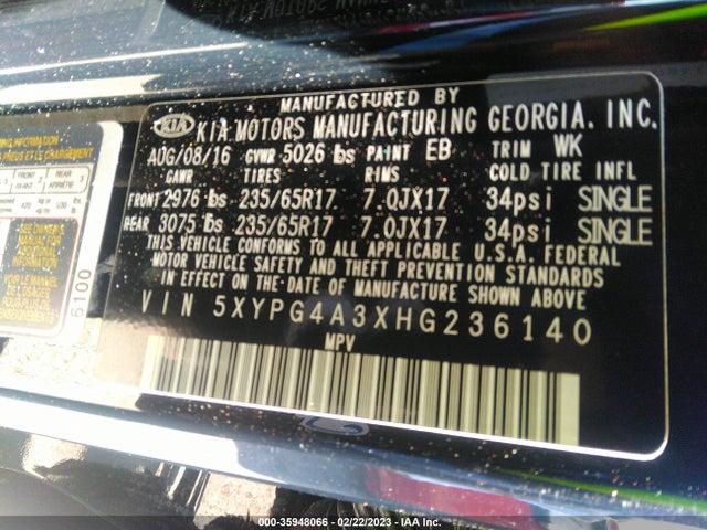 KIA SORENTO L 2017 5XYPG4A3XHG236140 Image 9