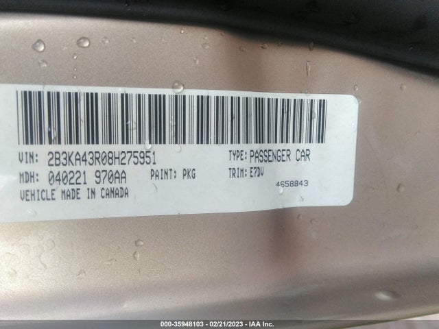 Dodge Charger 2008 2B3KA43R08H275951 Image 10
