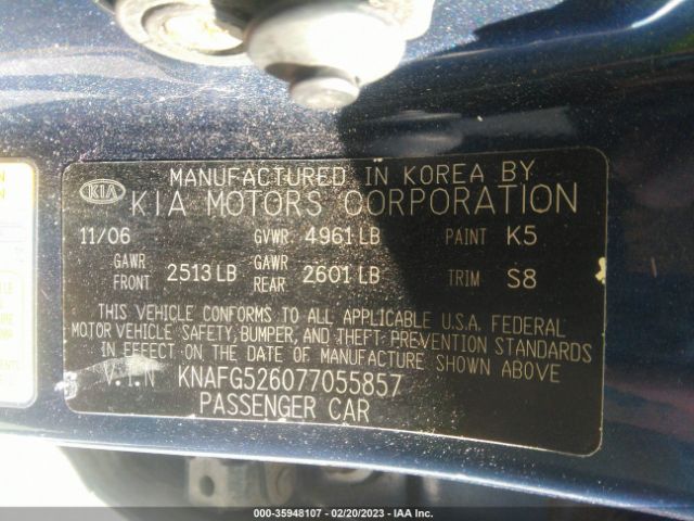KNAFG526077055857 KIA Rondo Ex
