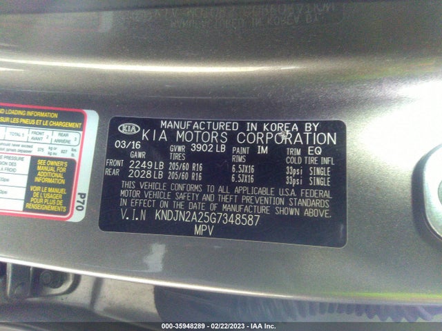 KIA Soul Base 2016 KNDJN2A25G7348587 Image 10