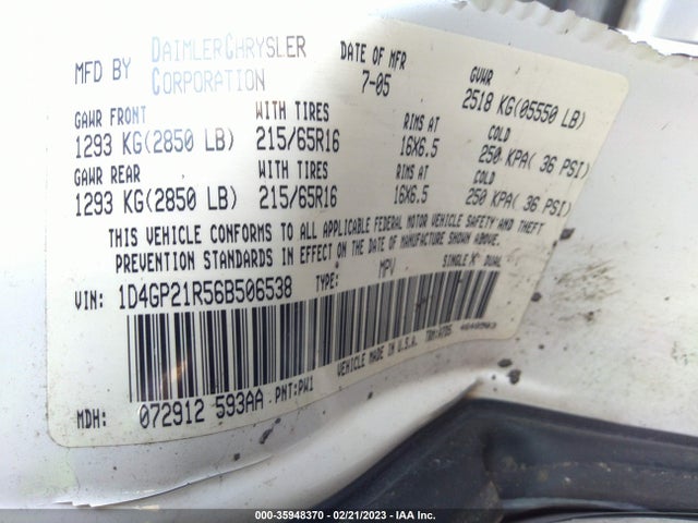 Dodge CARAVAN C/V 2006 1D4GP21R56B506538 Image 10