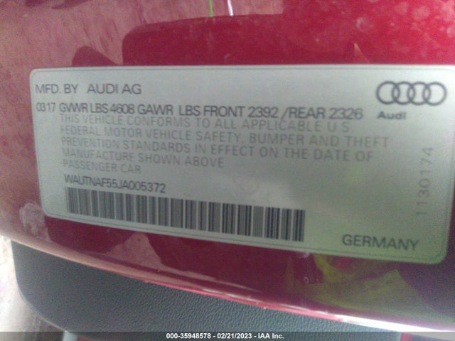 WAUTNAF55JA005372 Audi A5 Coupe Premium Plus