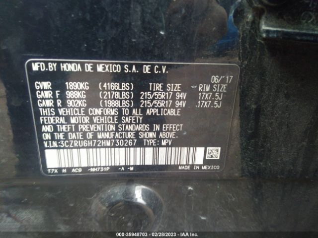 3CZRU6H72HM730267 Honda Hr-v Ex-l