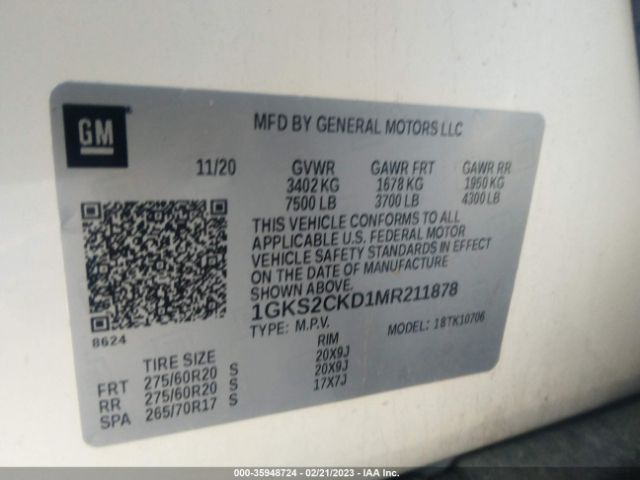 1GKS2CKD1MR211878 GMC Yukon At4