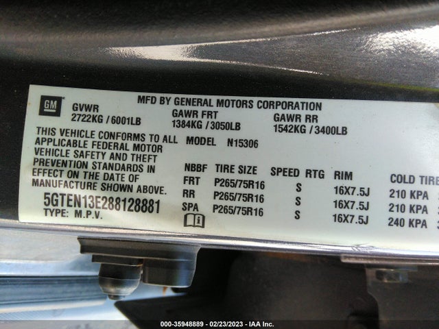 Hummer H3 2008 5GTEN13E288128881 Image 10
