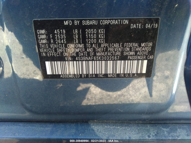 2019 Subaru Legacy, VIN: 4S3BNAF65K3032567