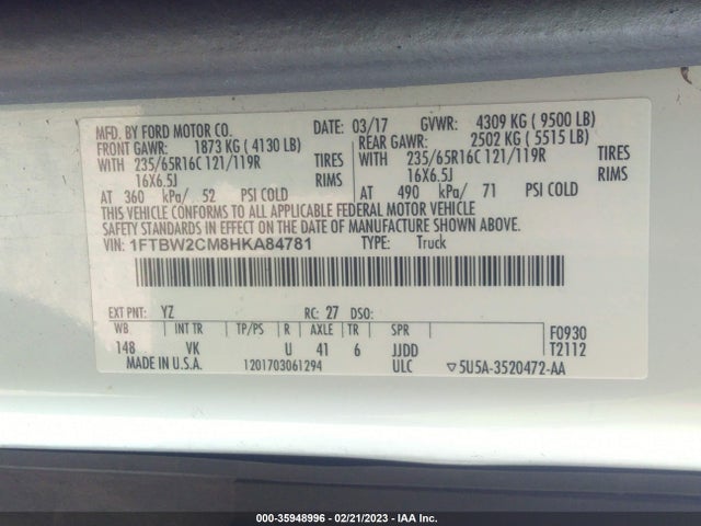 2017 Ford Transit, VIN: 1FTBW2CM8HKA84781