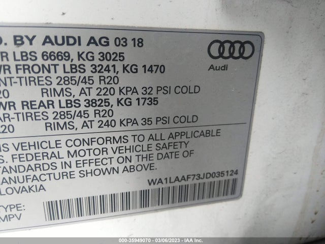 WA1LAAF73JD035124 Audi Q7 Premium Plus