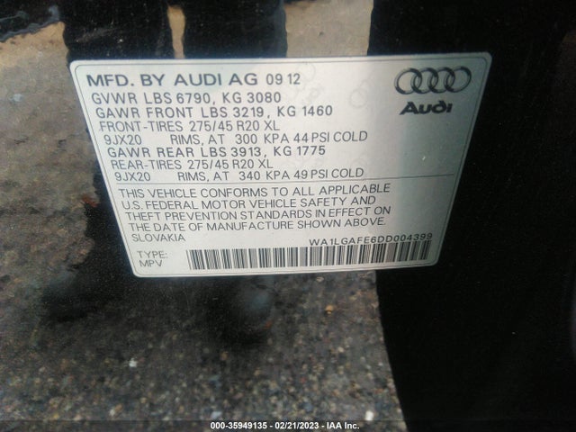 WA1LGAFE6DD004399 Audi Q7 3.0t Premium Plus