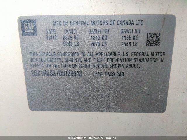 Cadillac XTS LUXURY 2013 2G61R5S31D9123643 Image 10