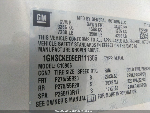 Chevrolet Suburban Ltz 2014 1GNSCKE09ER111306 Image 10