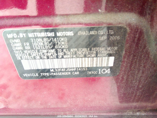 Mitsubishi MIRAGE G4 2017 ML32F4FJ5HHF14153 Image 10