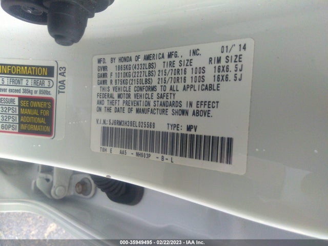 Honda CR-V LX 2014 5J6RM3H39EL025569 Image 10