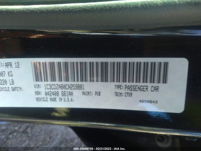 Dodge AVENGER SE 2012 1C3CDZAB0CN259881 Image 11