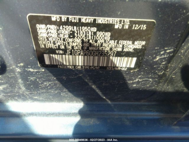 JF1GPAP60GH235297 Subaru Impreza Wagon 2.0i Sport Premium