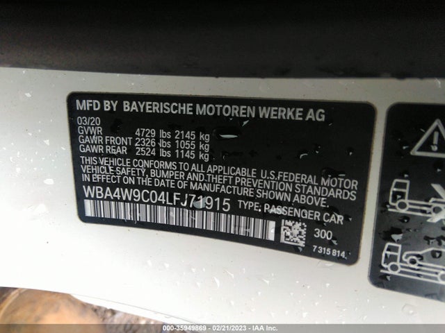 2020 BMW 4 Series, VIN: WBA4W9C04LFJ71915